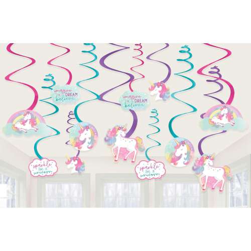 Enchanted Unicorn Hanging Swirl Decorations - Click Image to Close